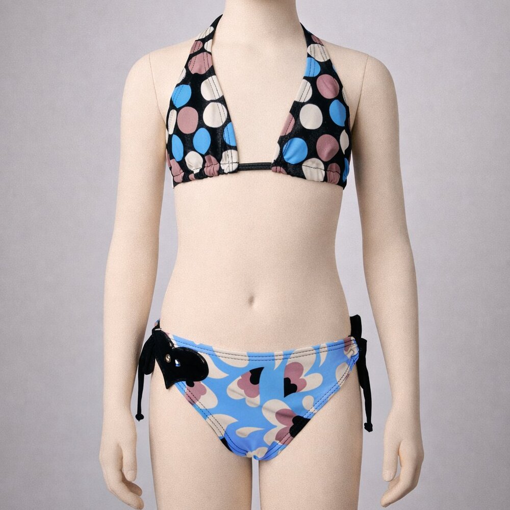 Submarine Girls Bikini Sz 16 | Colorful Polka Dot Halter & Tie-Side Bottom‎ NWT
